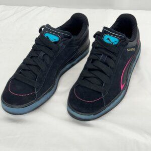 Puma Suede GS Sneakers in Neon Black/Pink